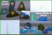 glass clocks and boxes