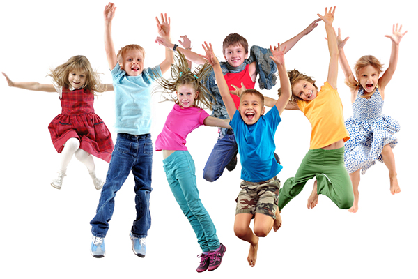 kids jumping and smiling