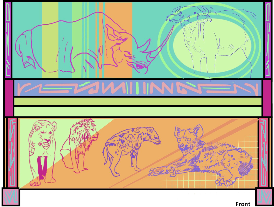 CM Canino's piano mural design featuring African animals