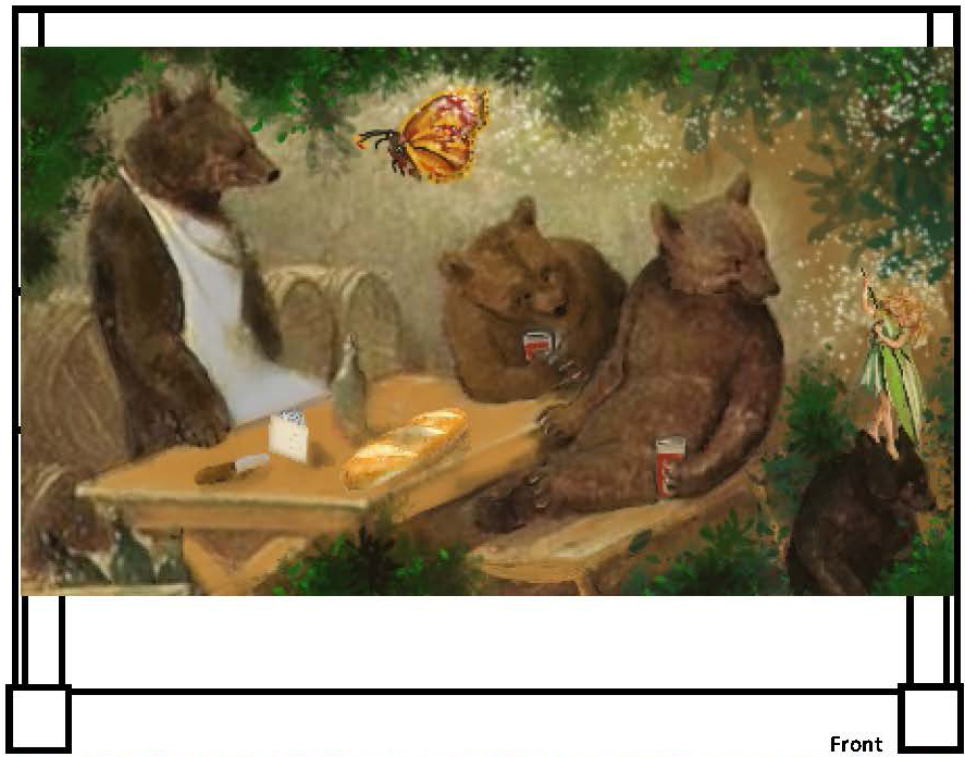 Victoria Rosas Endsley and RaDean Mynatt's mural design with bears at a picnic table