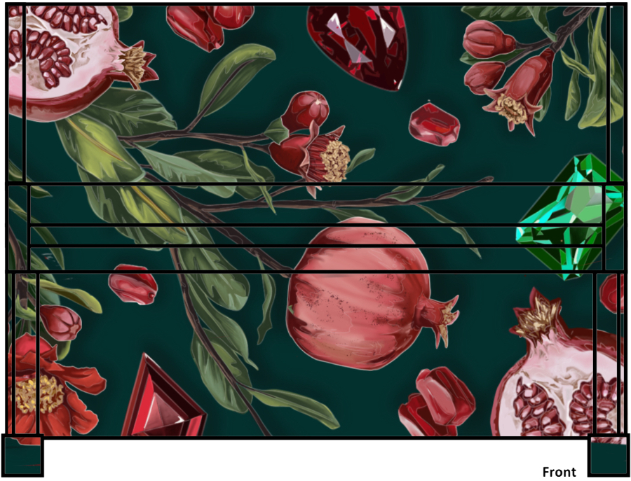 Chelsea Ermer's mural design with pomegranates and gemstones