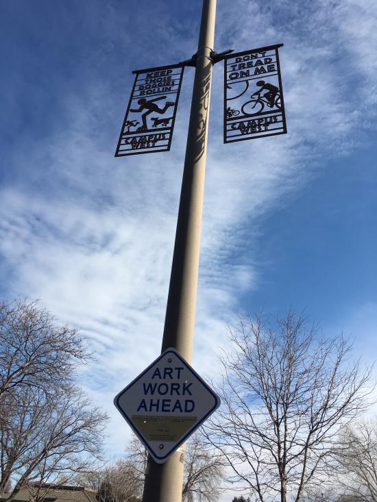 Banners on light poles.