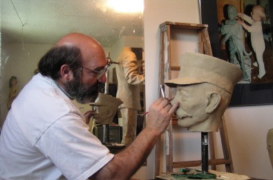 James Haire working on the original clay sculpture.