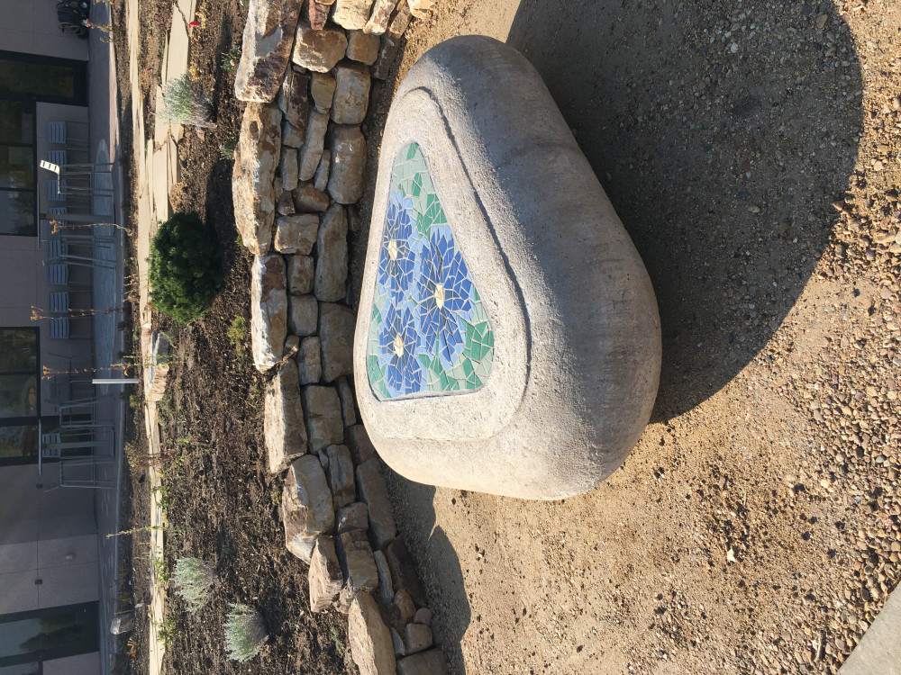 Placed blue flax bench