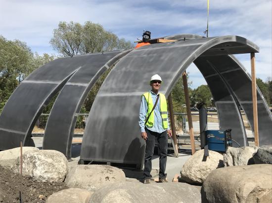 Artist John Davis during installation