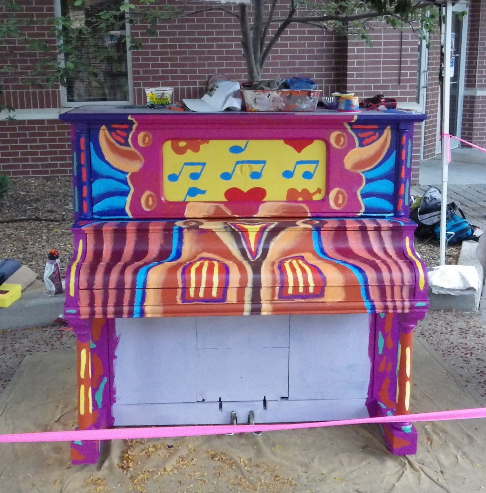 Piano mural in progress
