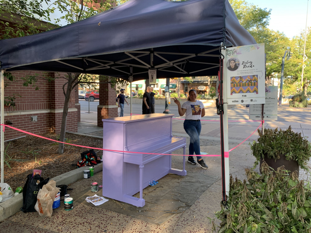 Purple background painted on piano