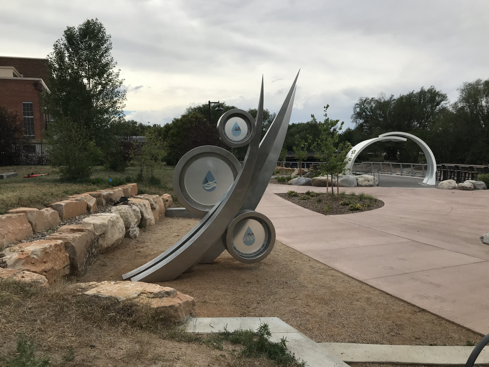 Sculpture along Poudre Trail across from Whitewater
