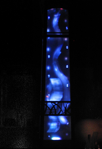 column lit at night