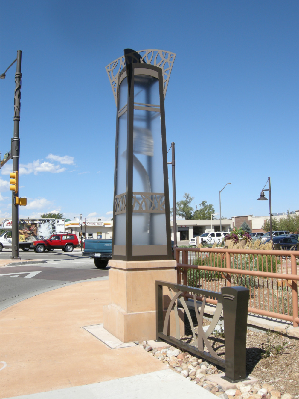 Column on southeast Corner of the intersection.