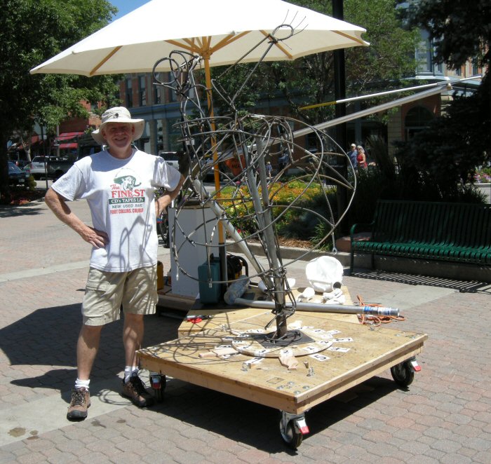 James Lynxwiler and the armature for the sculpture.