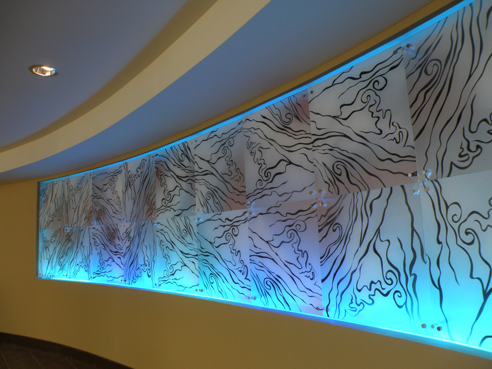 Artwork with colored lighting