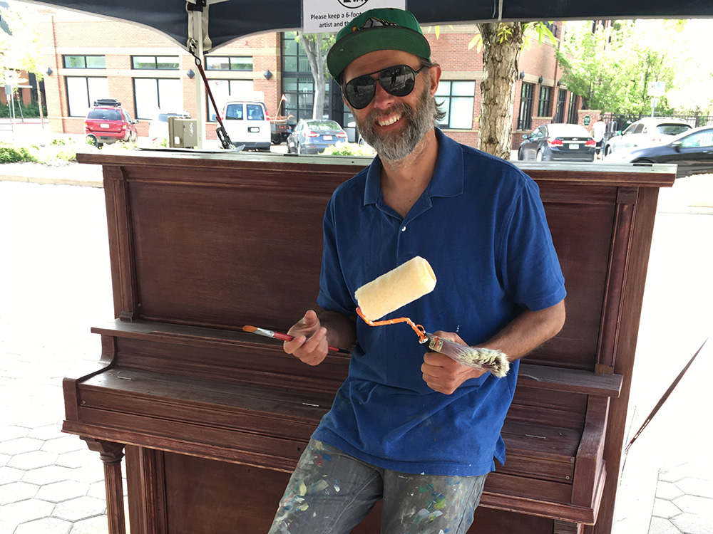 Chris Bates before starting the mural