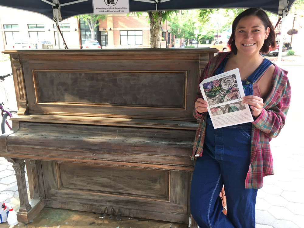 Chelsea and piano before painting
