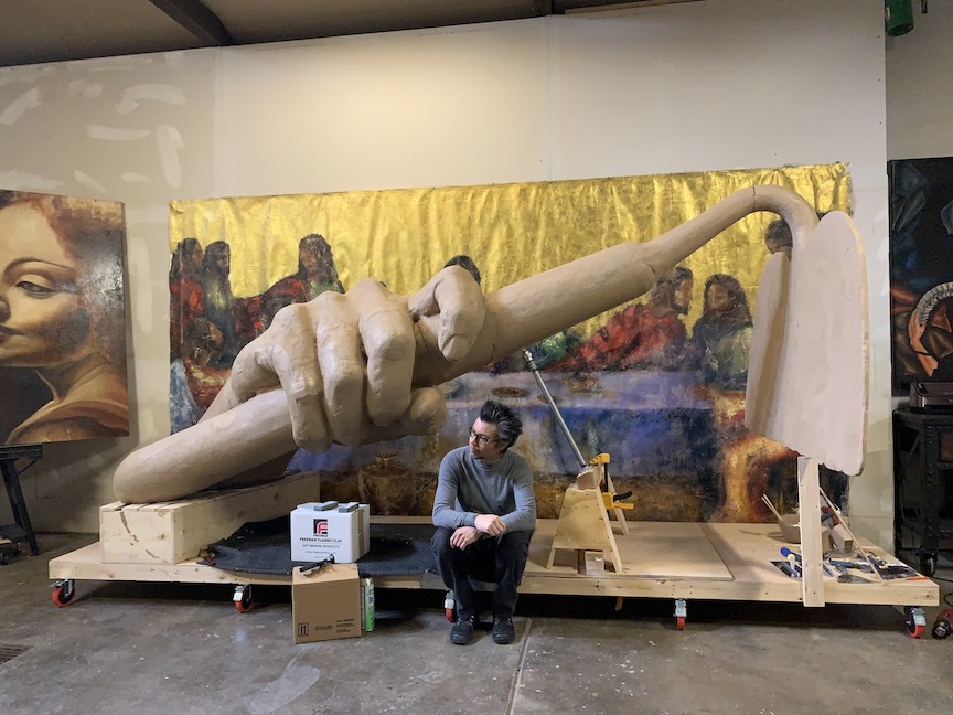 Frank and clay sculpture