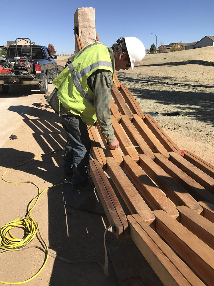 Checking hammock during install.