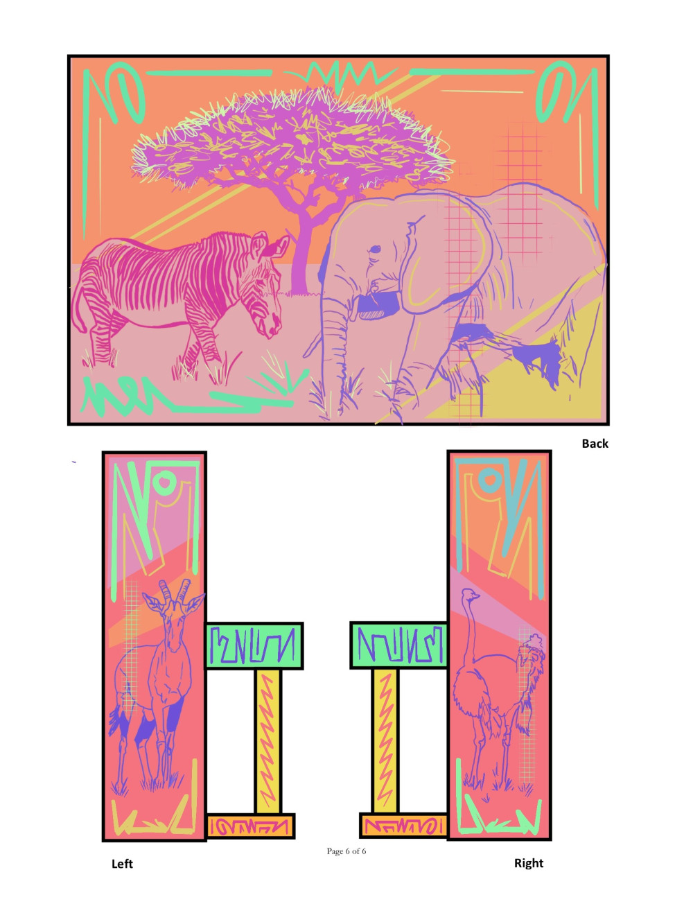 Back and sides of mural design.