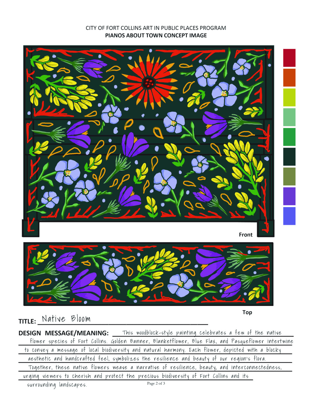 front and top of mural design