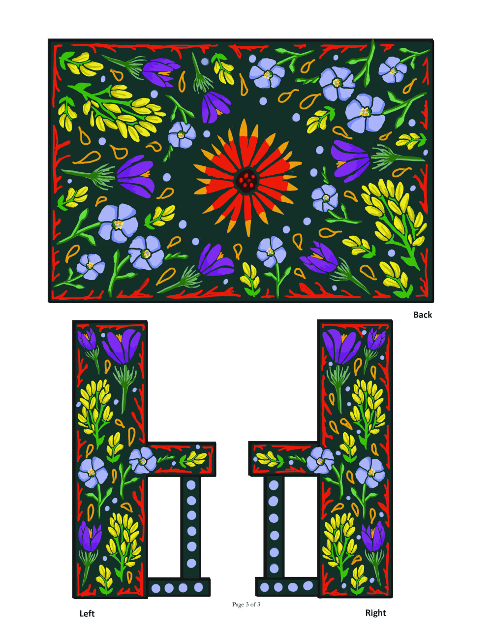 Back and sides of mural design.