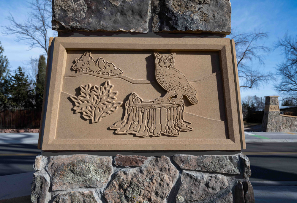 Detail of one of the concrete art panels