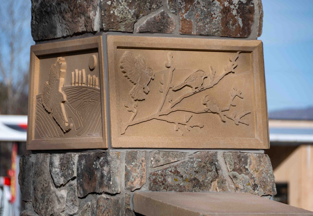 Detail of two concrete art panels