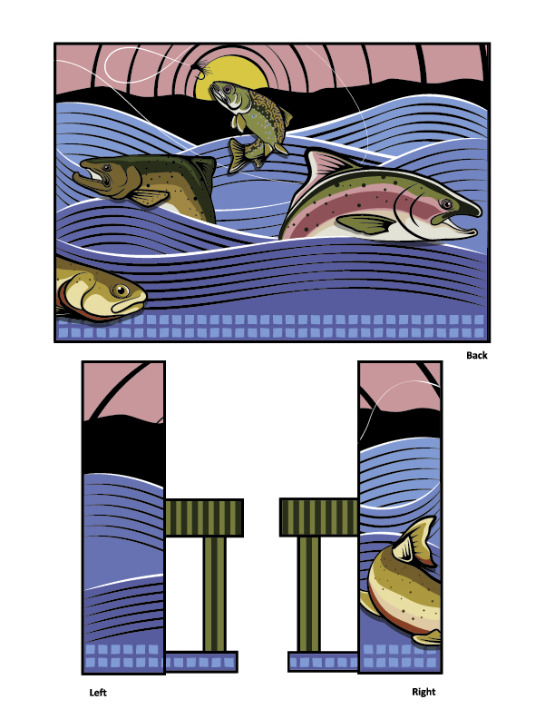 Back and sides of mural design.
