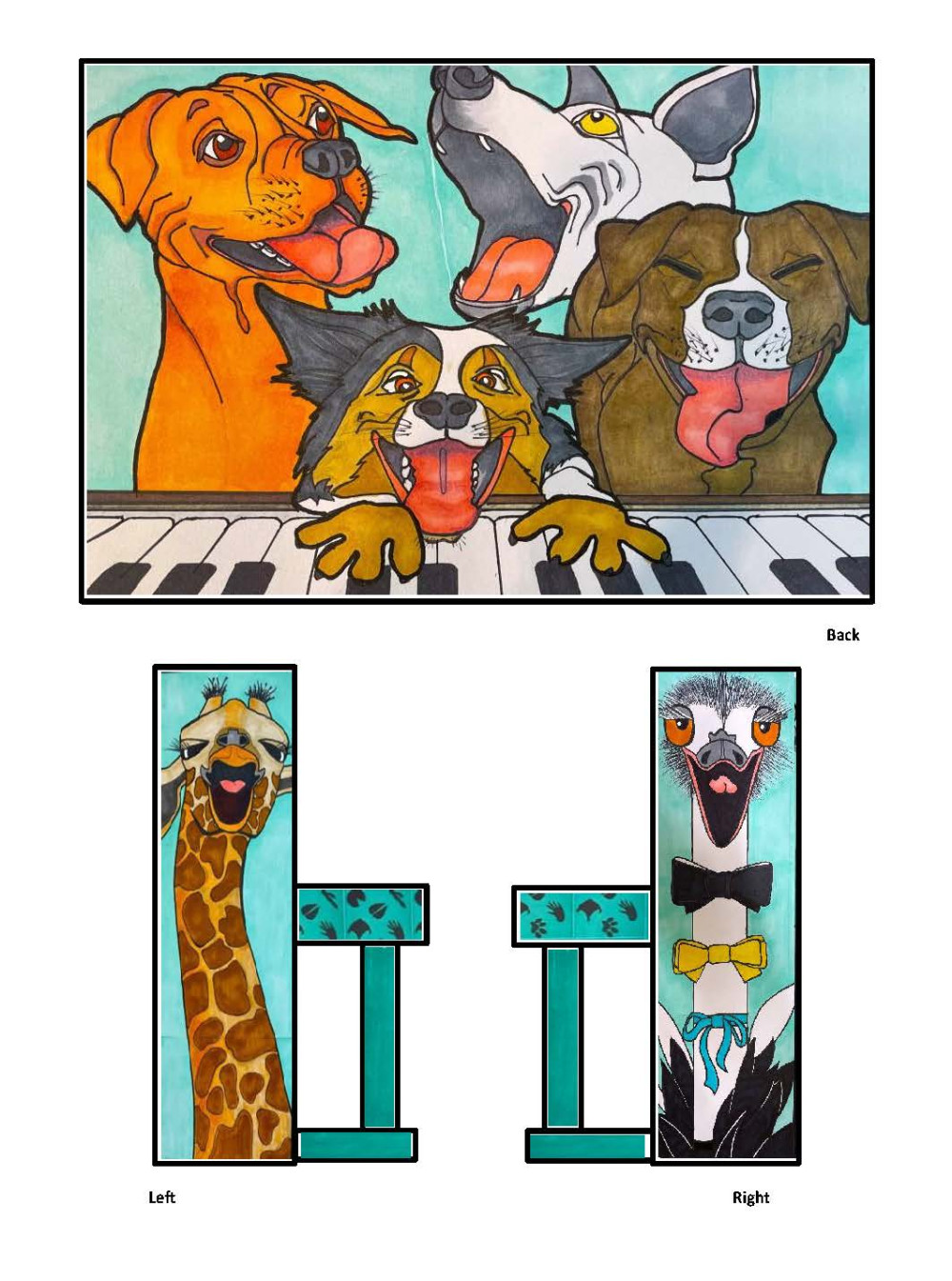 Back and sides of mural design.