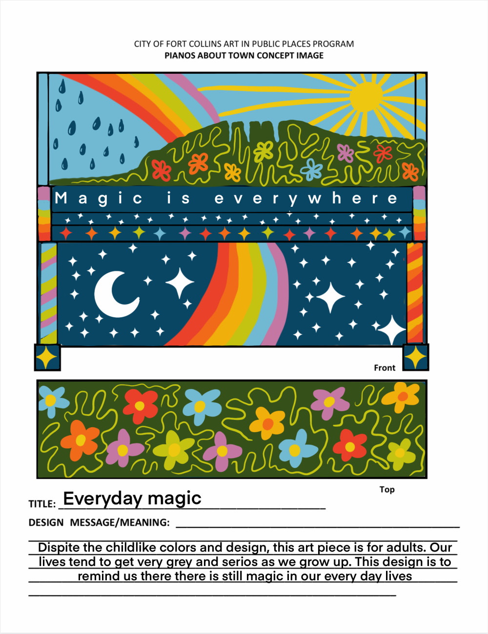 front and top of mural design