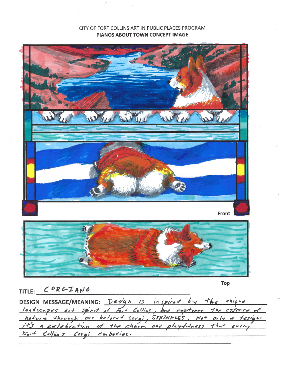 front and top of mural design