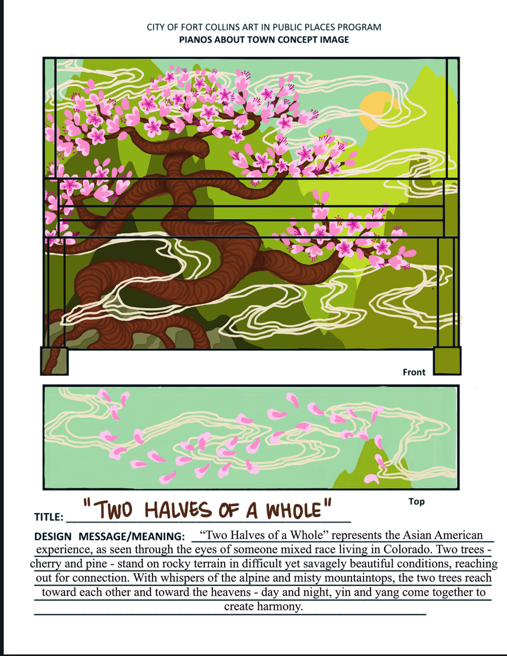 front and top of mural design