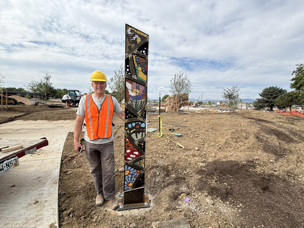 Gregory Fields and large sculpture
