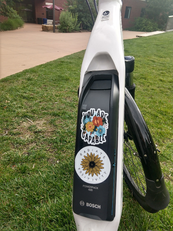 E-bike battery with inspirational stickers