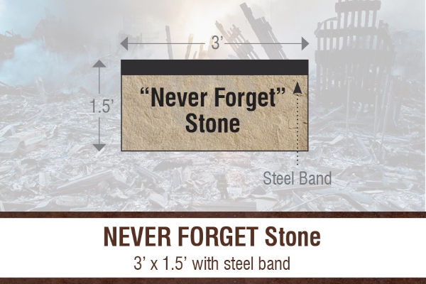 NEVER FORGET Stone - 3' X 1.5' with steel band