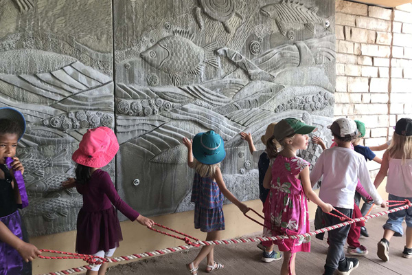 School group near an AIPP art installation