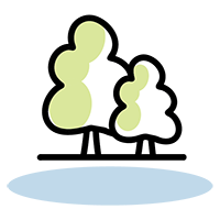 icon of two trees and a pond