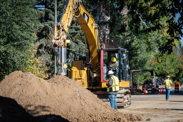 People working on street construction