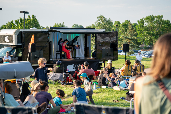 Susan Zhang and Rieko Tsuchida of The Concert Truck perform at Fossil Creek Park during FoCo POP in July 2025.