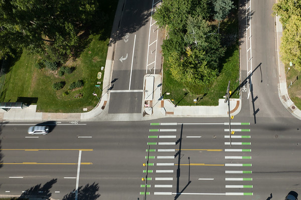 A busy road intersection.