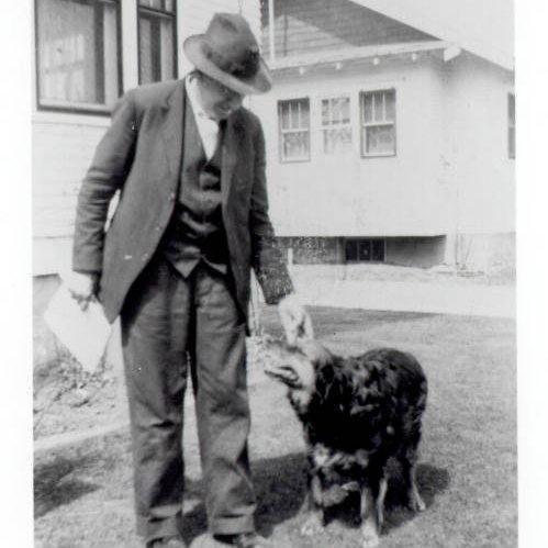 Chris Demuth with Annie the Railroad Dog