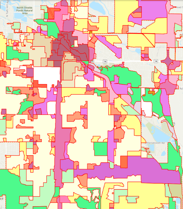 Zoning map of Fort Collins