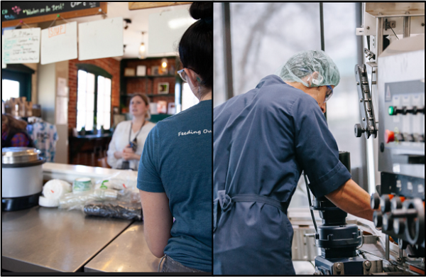 Image depicting restaurant work versus factory work