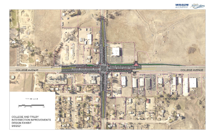 This image shows the design of the new College/Trilby intersection.