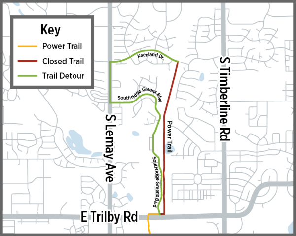 Power Trail detour map