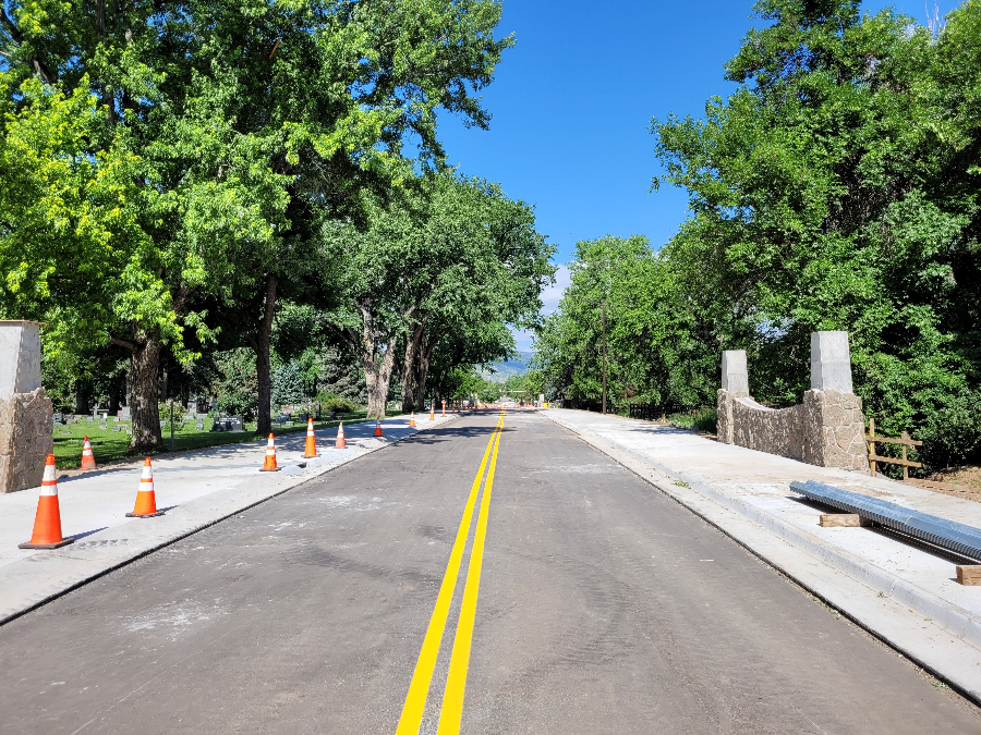 Asphalt and temporary striping over bridges