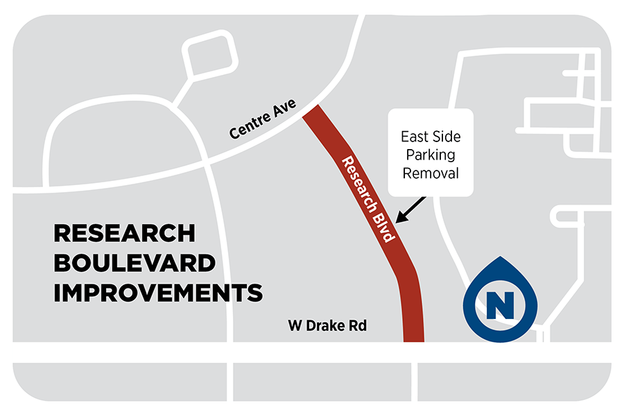 map of Research Blvd. corridor