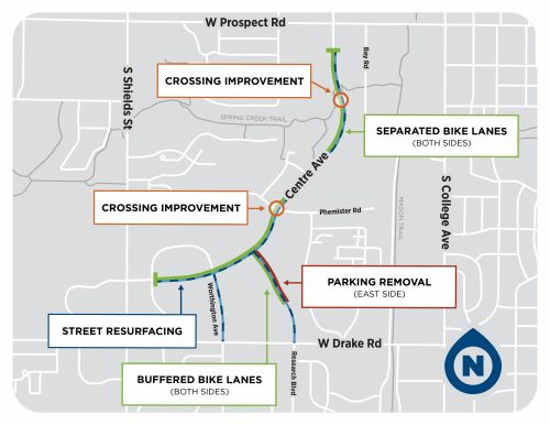 map of Centre Ave. area transportation improvements