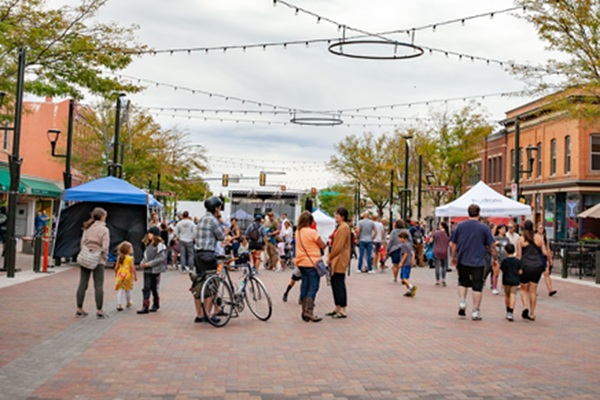 People walking on Linden Street