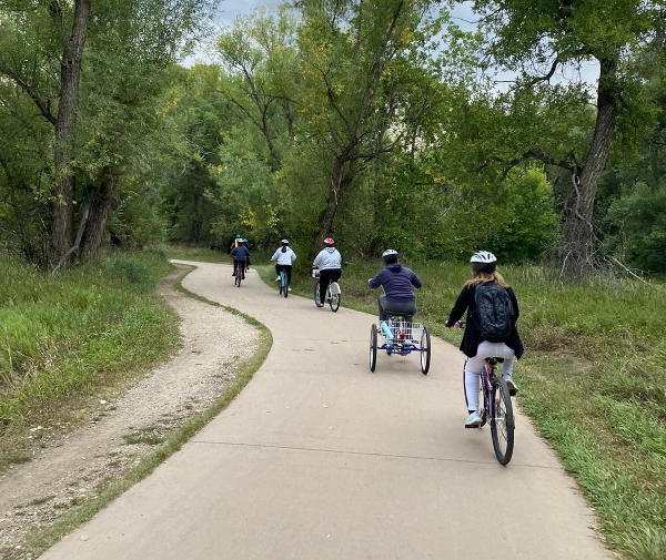 bicyclist on trail