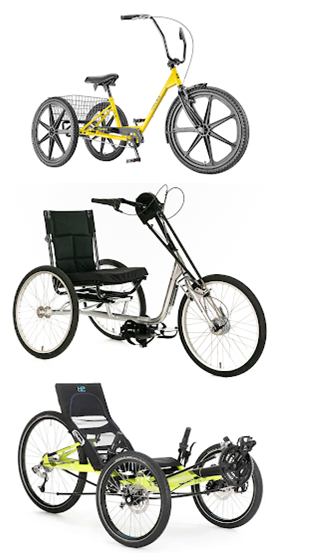 upright trike, recumbent trike and handcycle trike