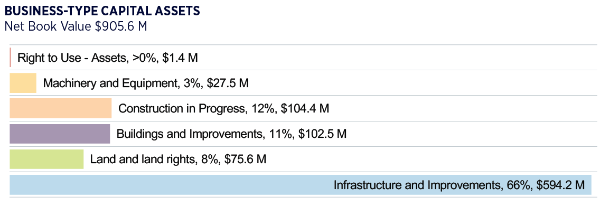 chart describing 2024 business-type capital assets